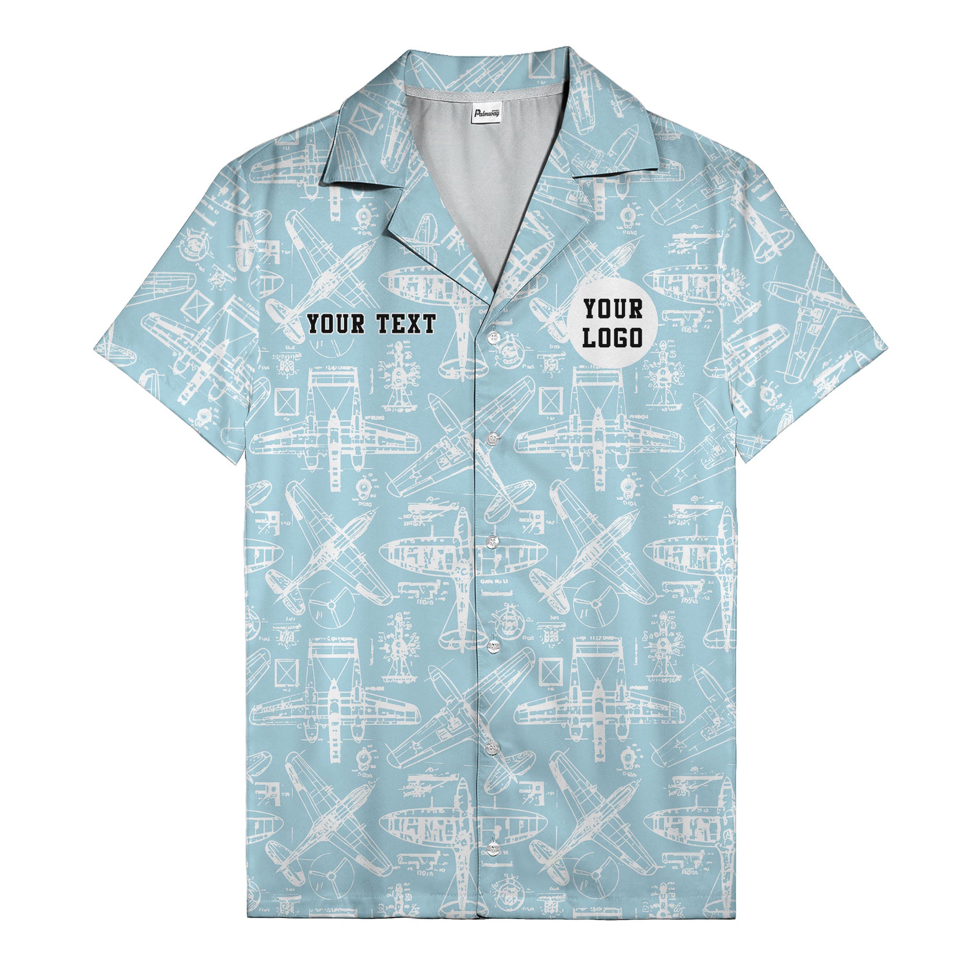 vintage airplane blueprint sketches propeller engine hawaiian shirt