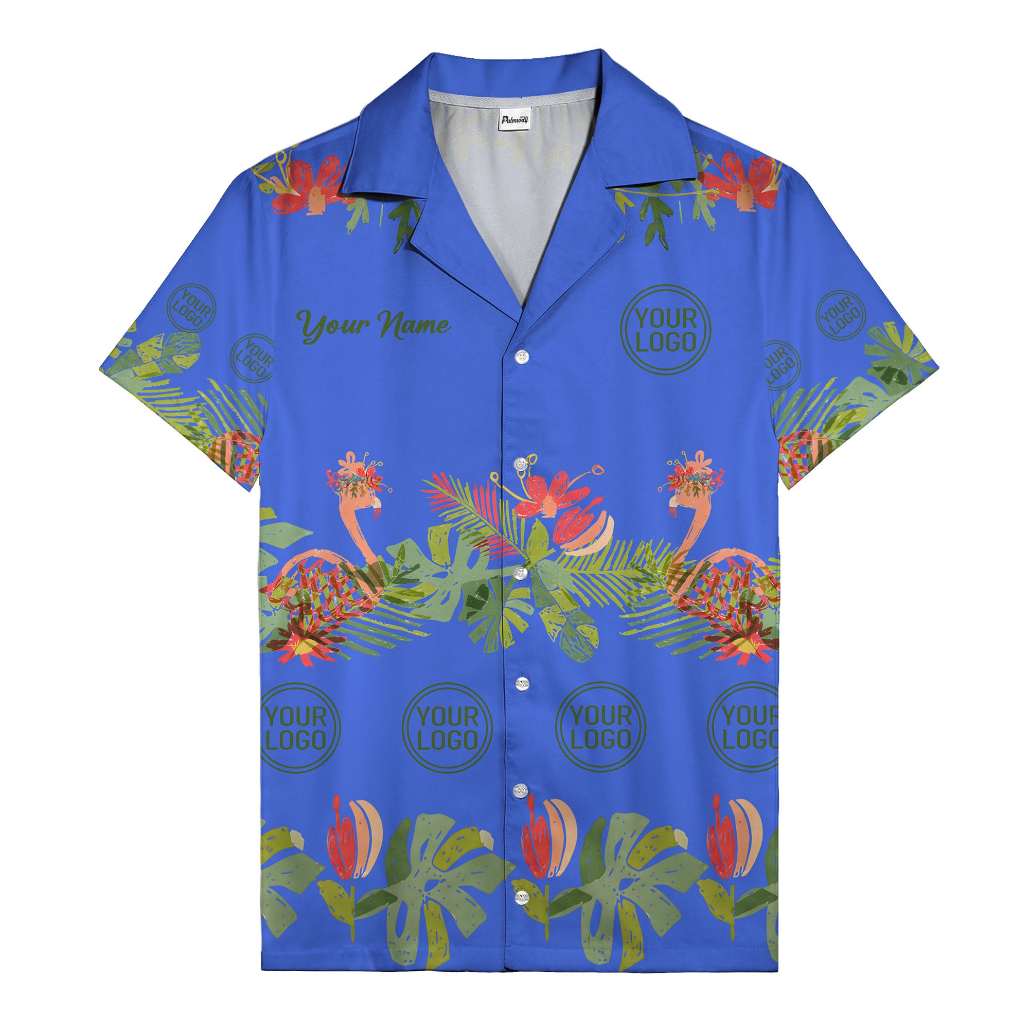 watercolor flamingo palm tropical flowers black hawaiian shirt