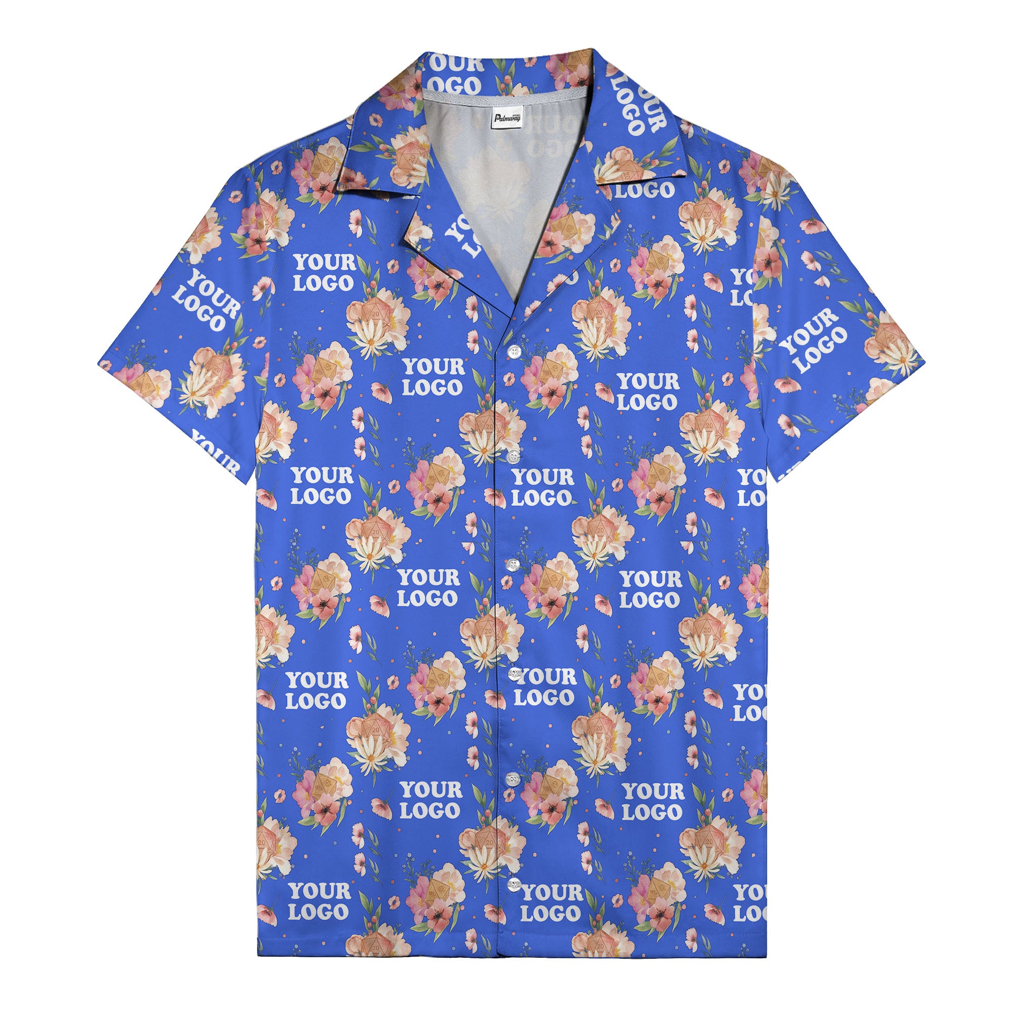 watercolor floral d20 dice hawaiian shirt with custom logo space