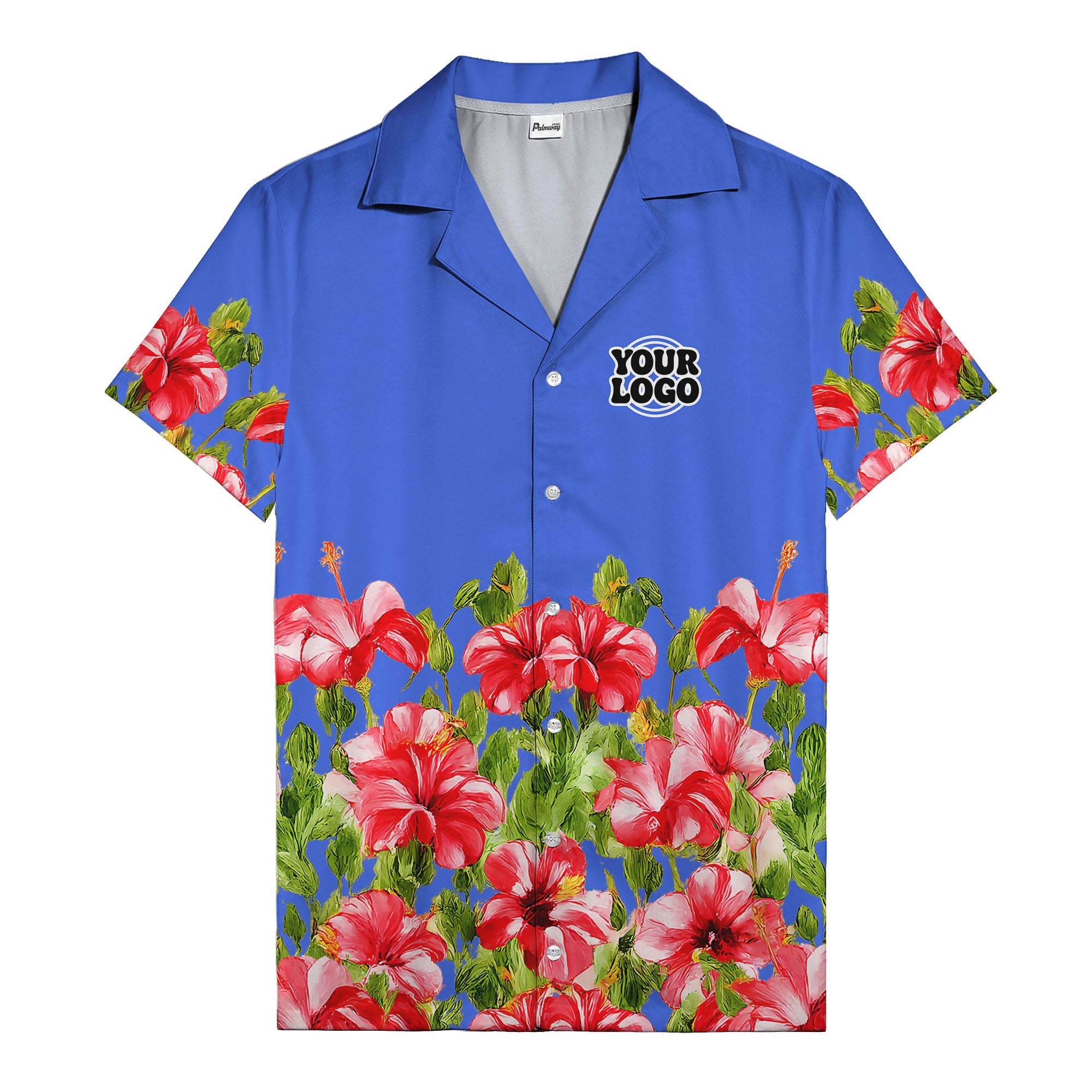 watercolor hibiscus & leaf aloha hawaiian shirt for men