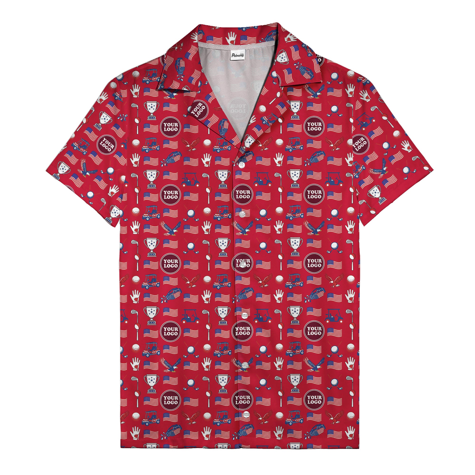 american flag eagle golf cart trophy hawaiian shirt for men