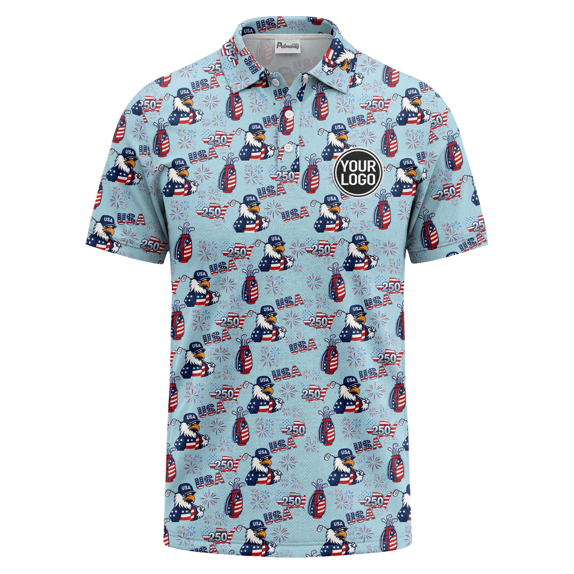 bald eagles golf bags fireworks patriotic polo shirt for men