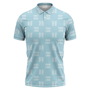 black repeat custom logo text pattern polo shirt for men