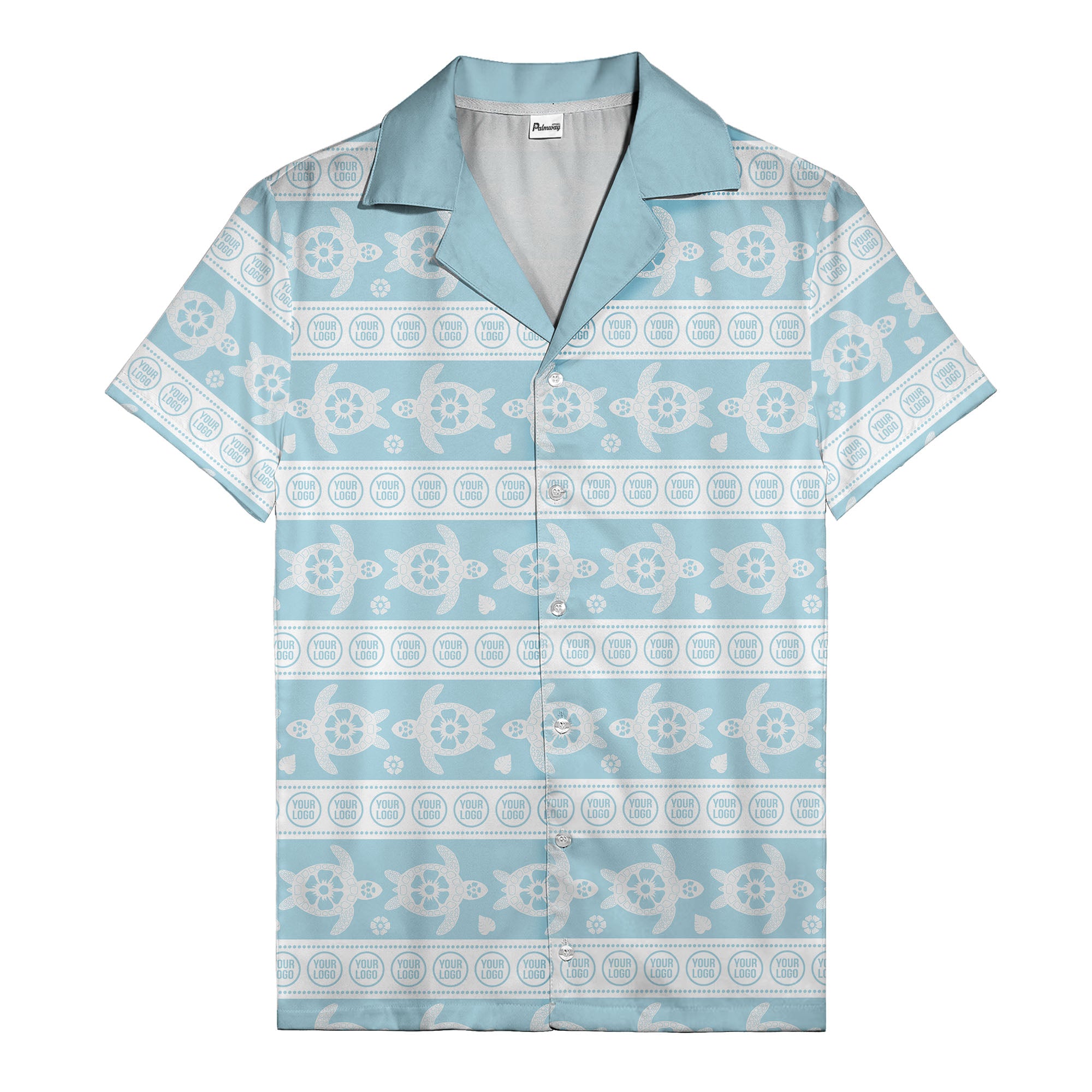 black sea turtles & white floral repeat hawaiian shirt for men