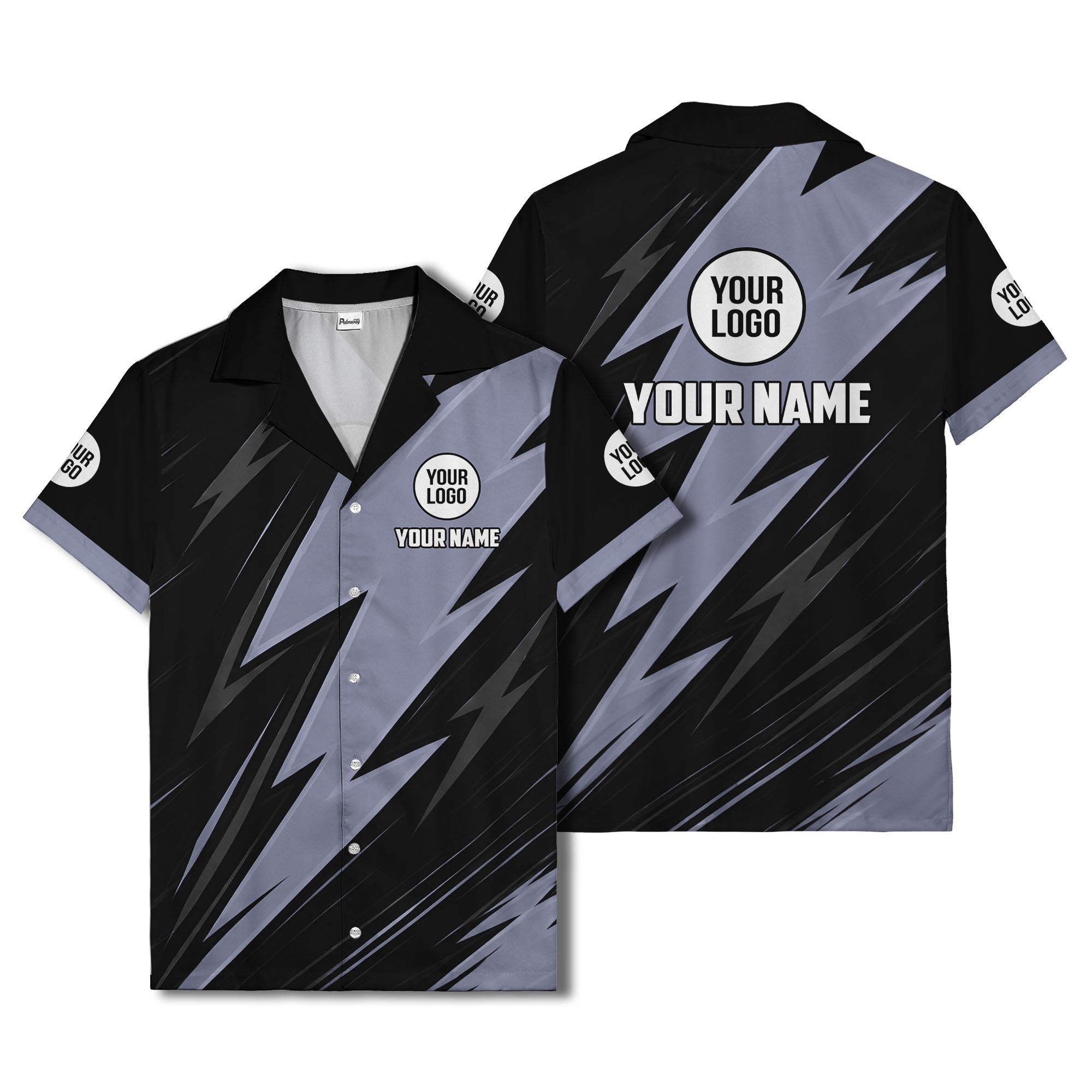 bold lightning bolt repeat pattern personalized hawaiian shirt for men
