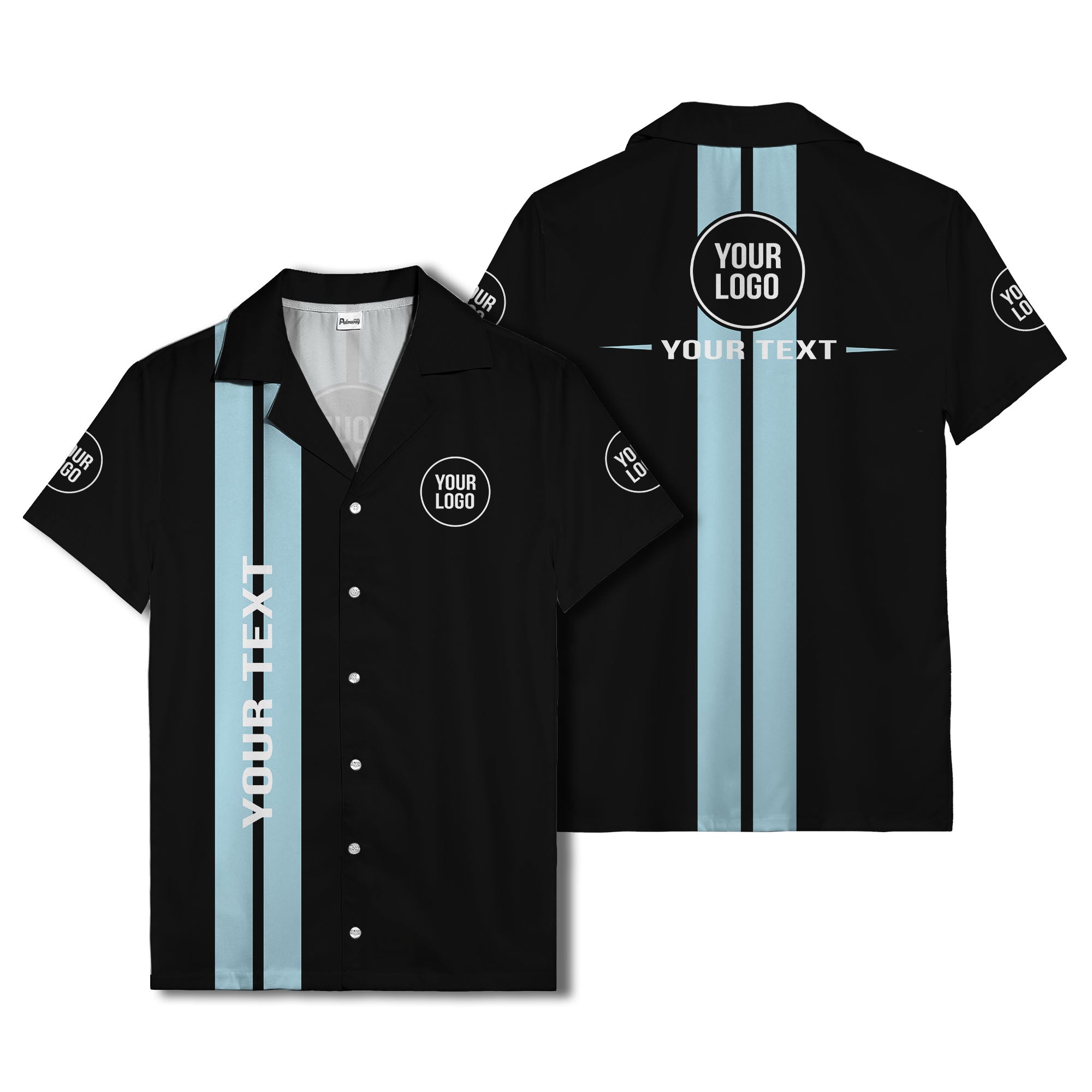 bold vertical stripe custom logo hawaiian shirt for men