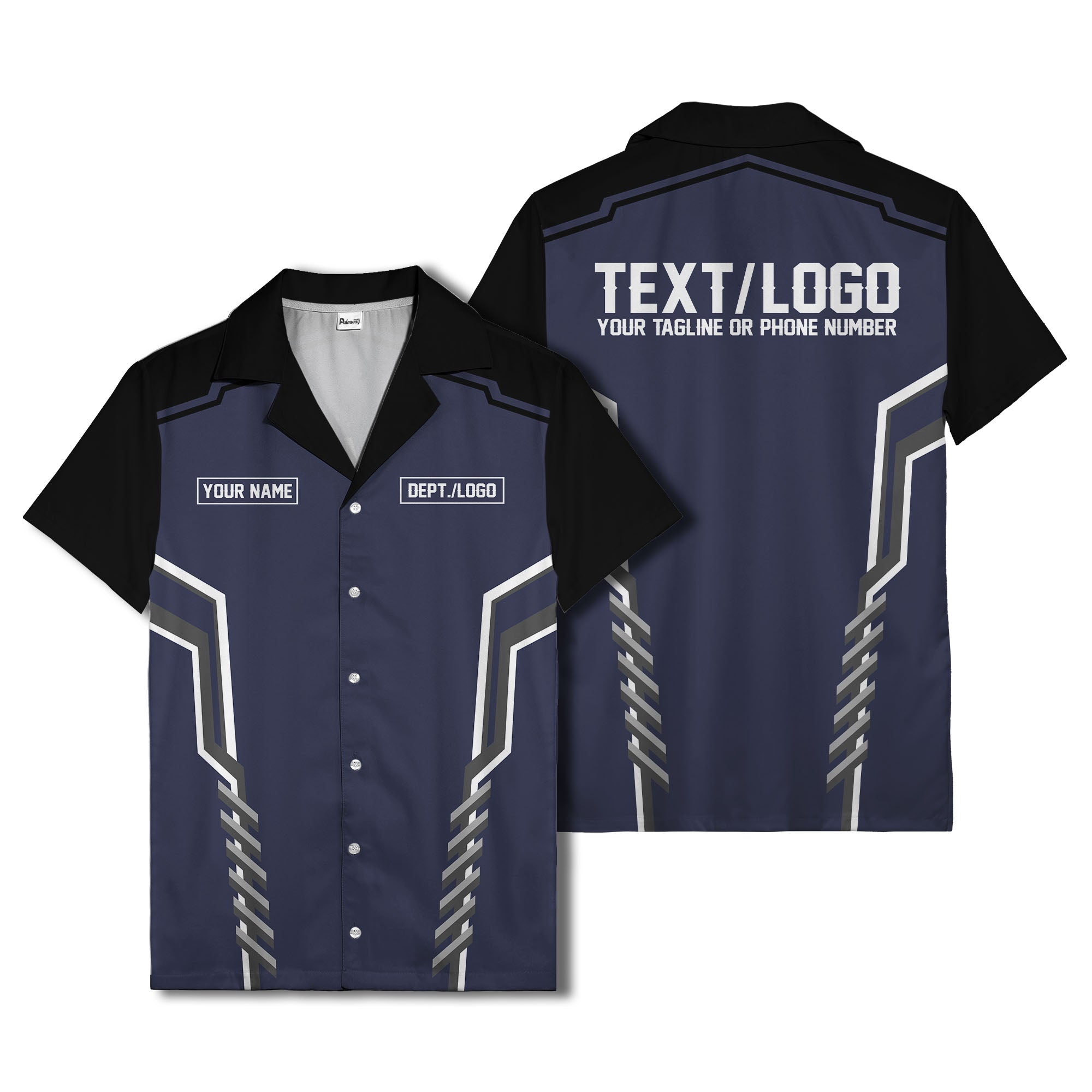 bowling team stripe name box hawaiian shirt for men
