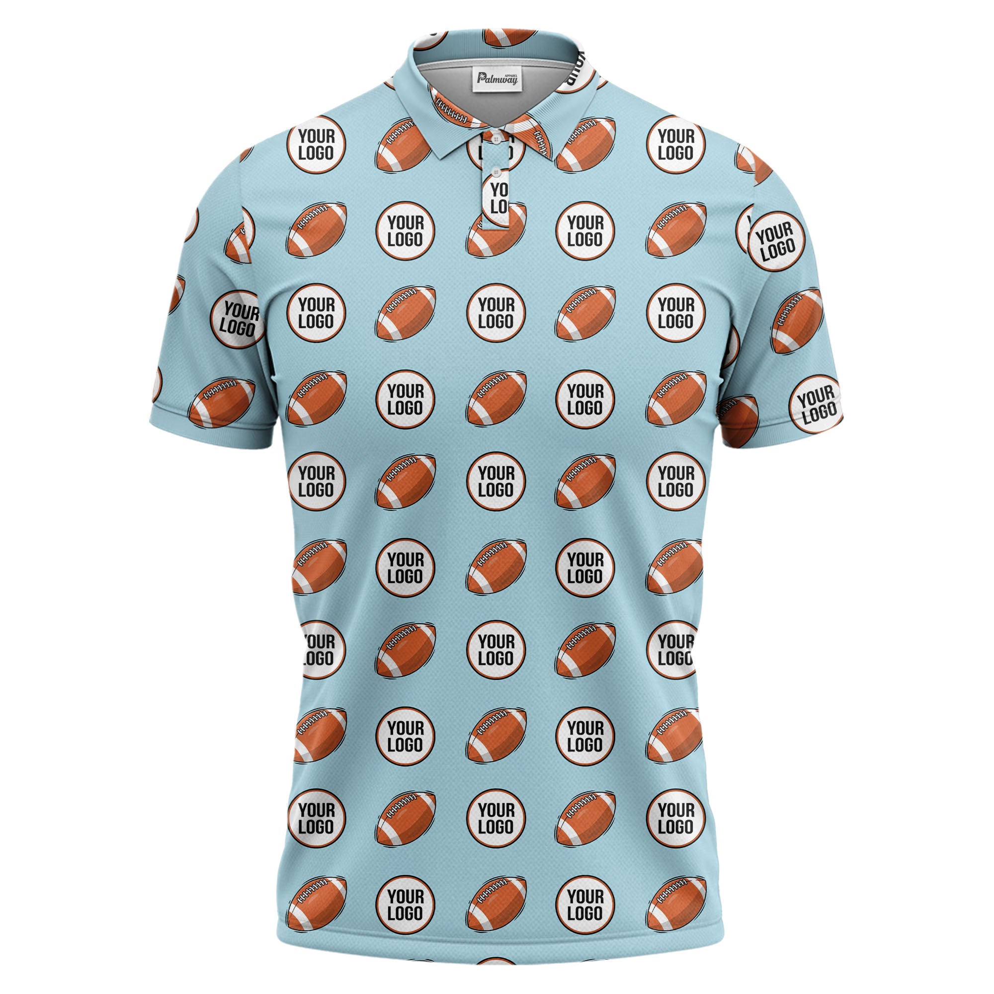 cartoon football logo circle repeat black sports polo shirt for men