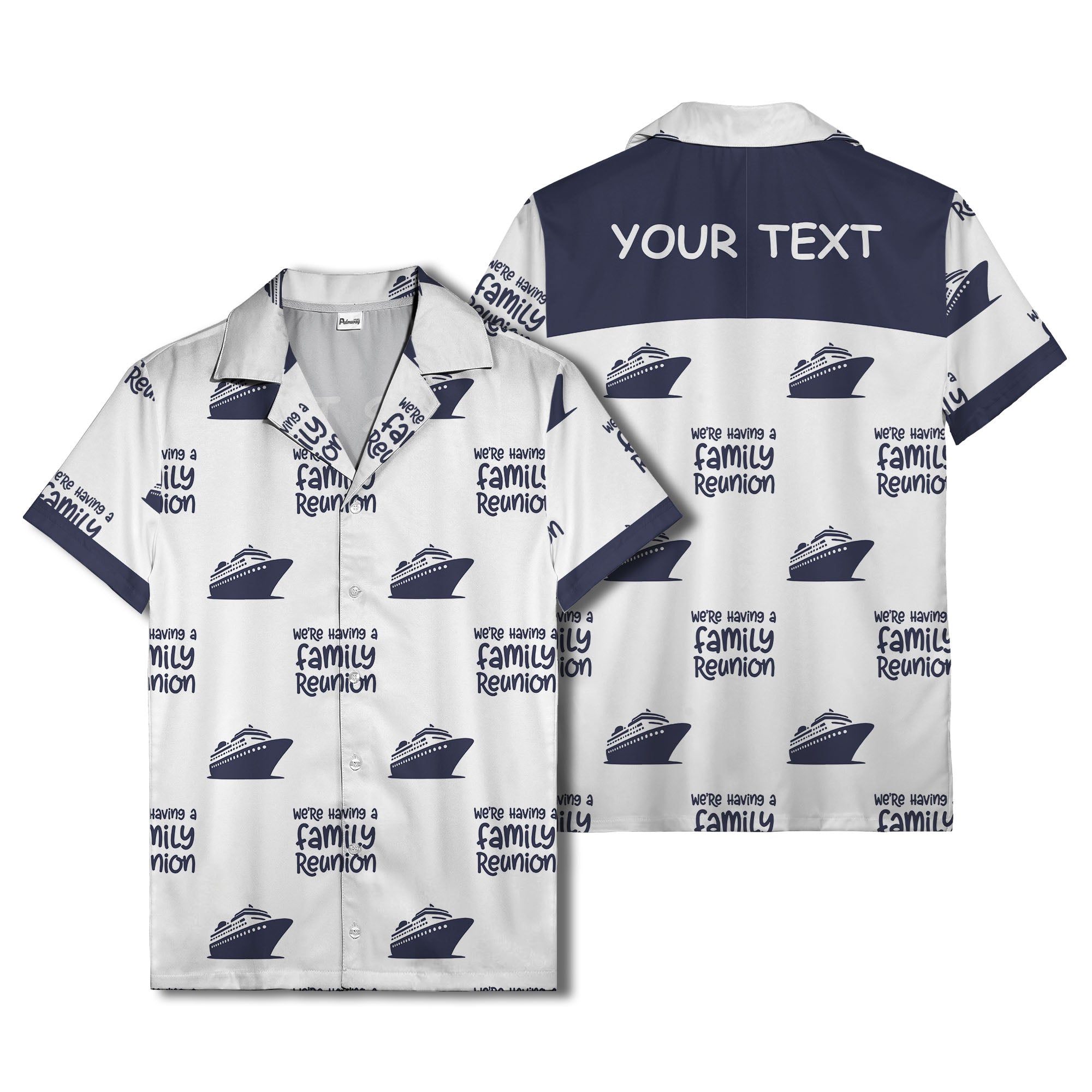 cruise ship silhouettes and family reunion text repeat hawaiian shirt