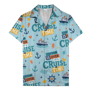 cruise ships & anchors cartoon fun hawaiian shirt for vacation