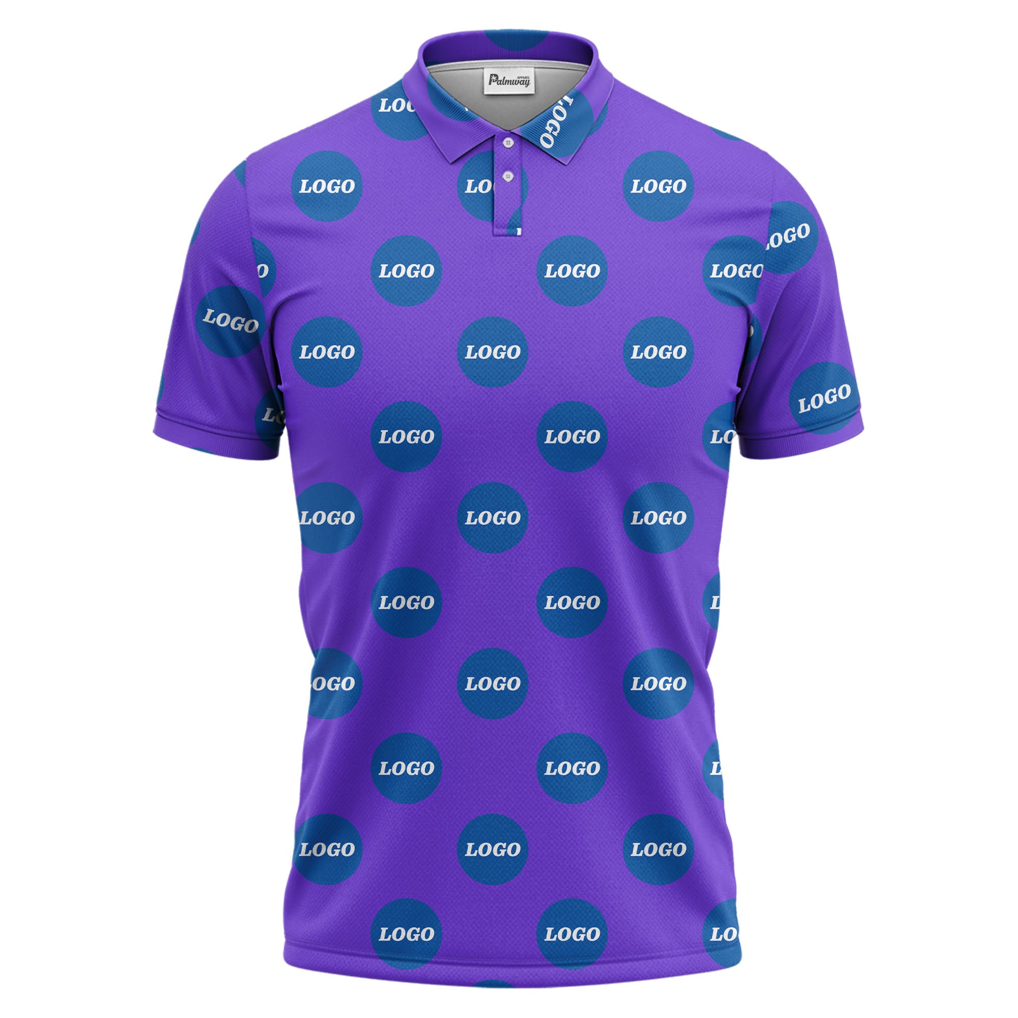 custom color logo polo shirt | bold branded repeating pattern
