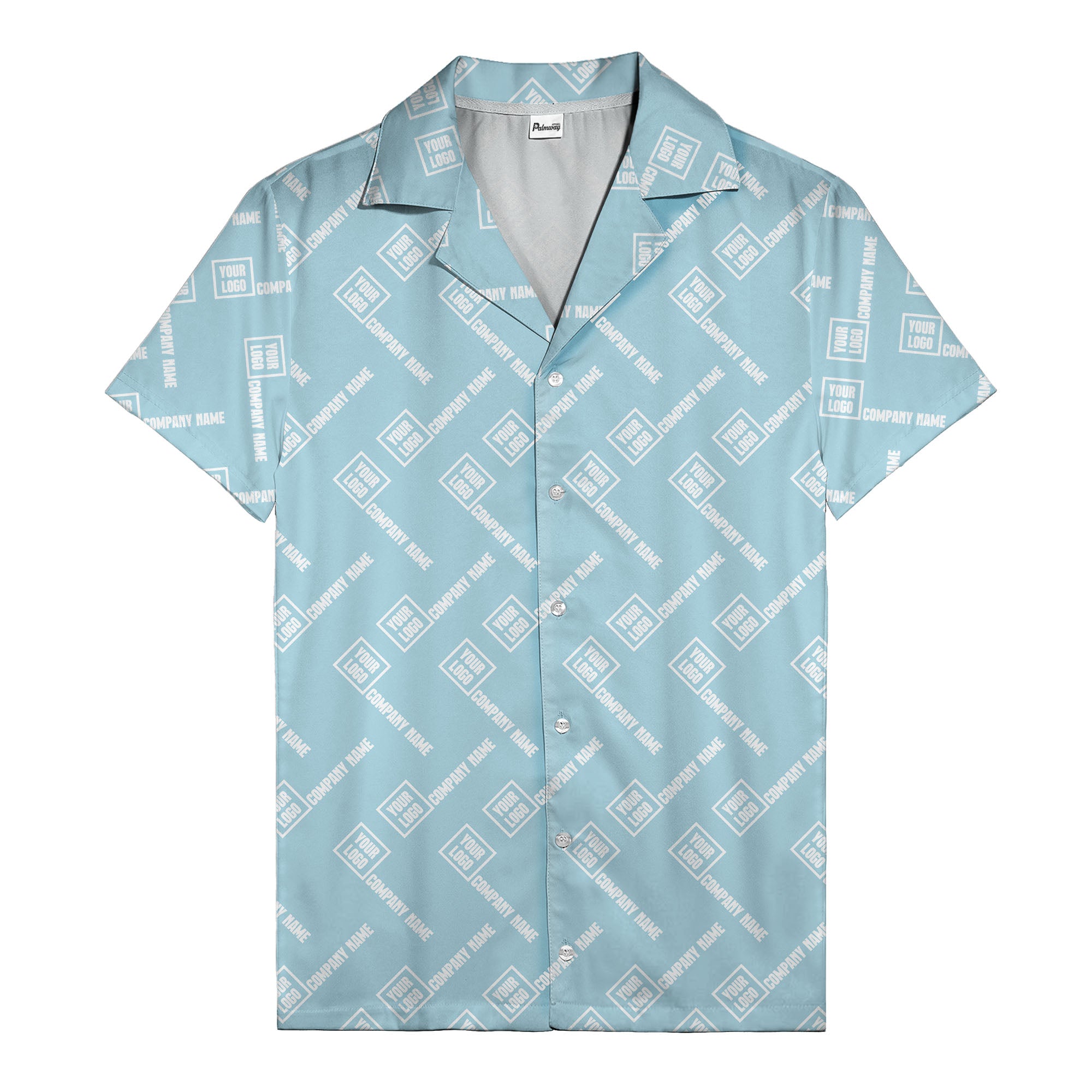 custom logo & company name repeat black hawaiian shirt for men