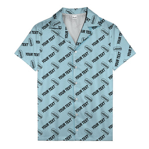 custom logo & editable text repeat pattern black hawaiian shirt