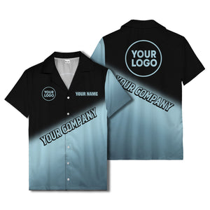 custom logo gradient black white corporate hawaiian shirt