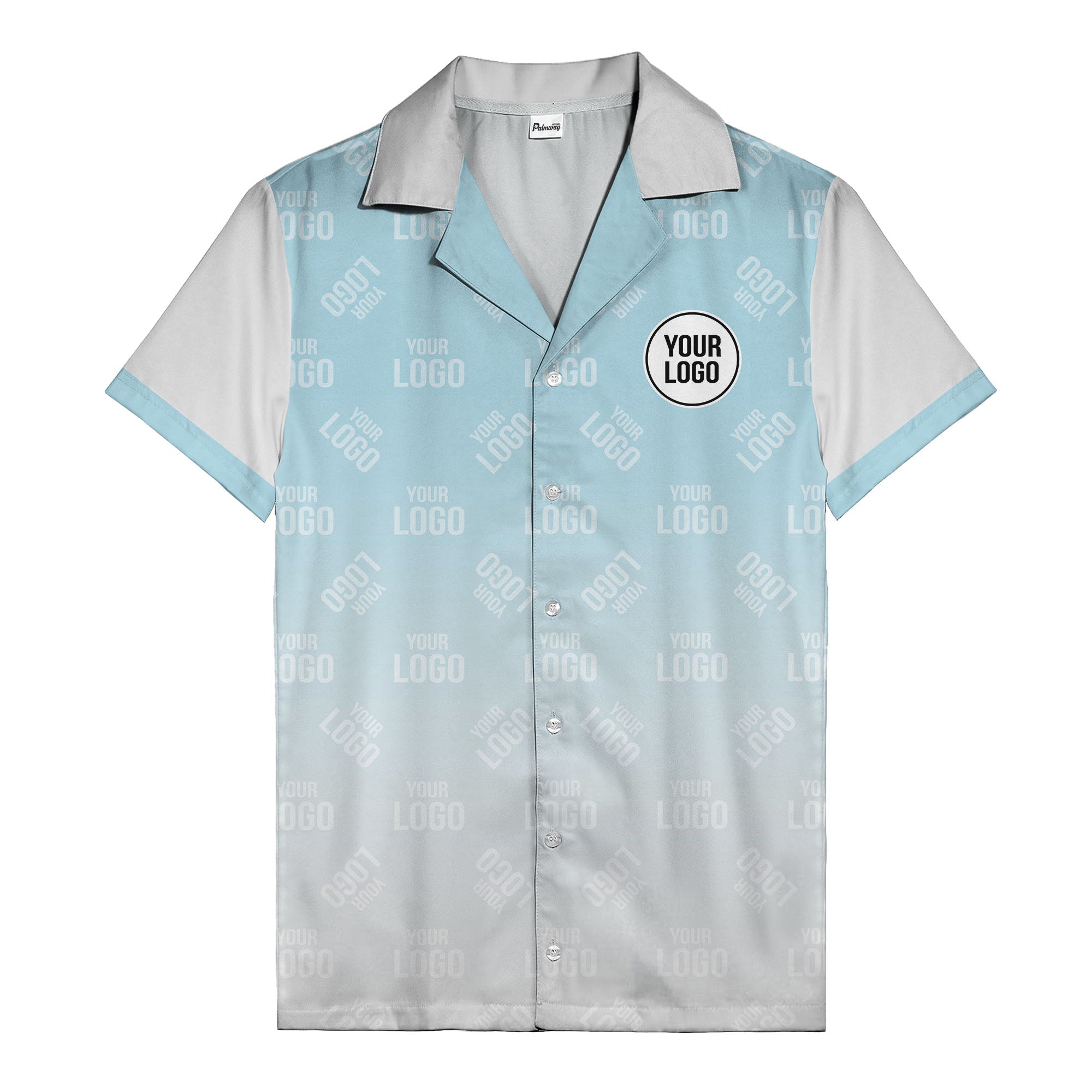 custom logo gradient fade black to white hawaiian shirt