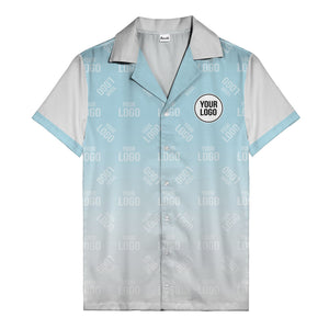 custom logo gradient fade black to white hawaiian shirt