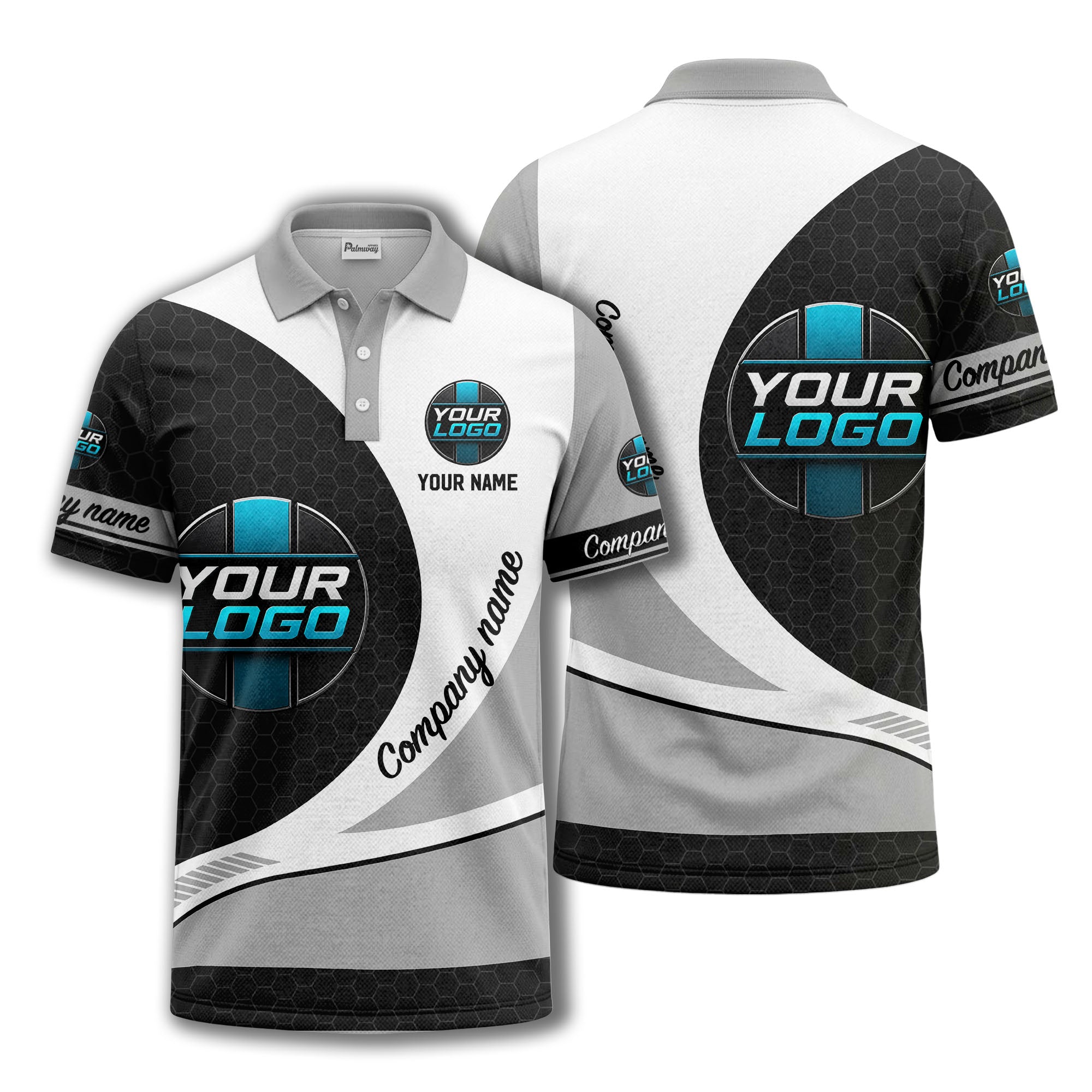 custom logo hexagon diagonal stripes polo shirt for men