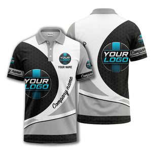 custom logo hexagon diagonal stripes polo shirt for men