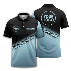 custom logo & name black white gradient corporate polo shirt