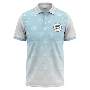 custom logo repeat gradient polo shirt for men in black & white