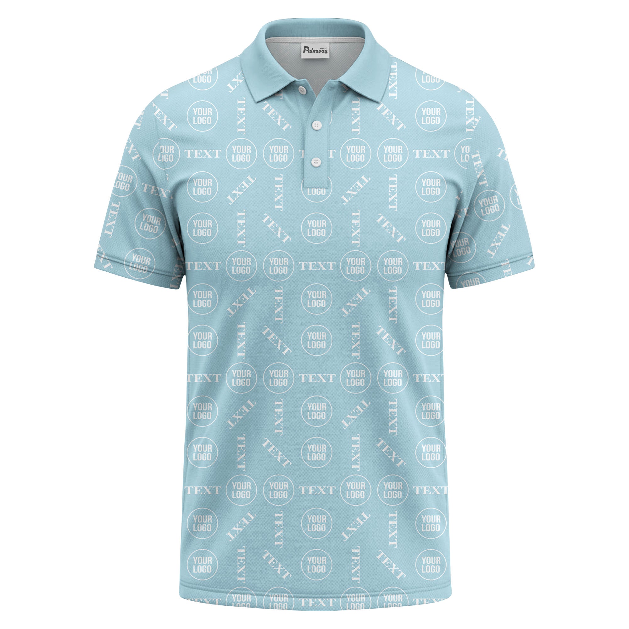 custom logo & text repeat all over print polo shirt
