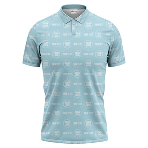 custom logo & text repeat pattern black polo shirt for men