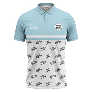 custom logos repeat monochrome black white corporate polo shirt