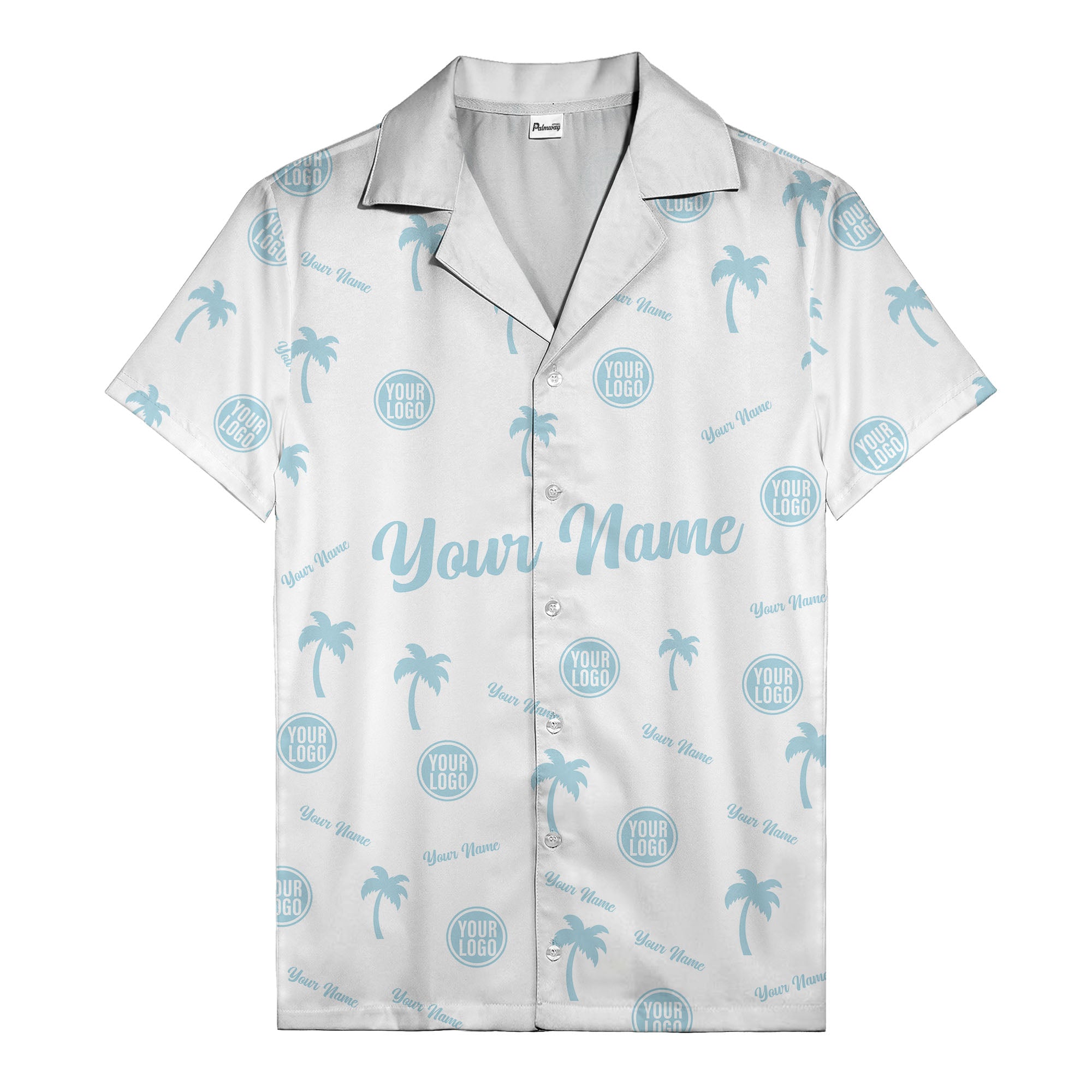 custom palm tree silhouette & name logo black white hawaiian shirt