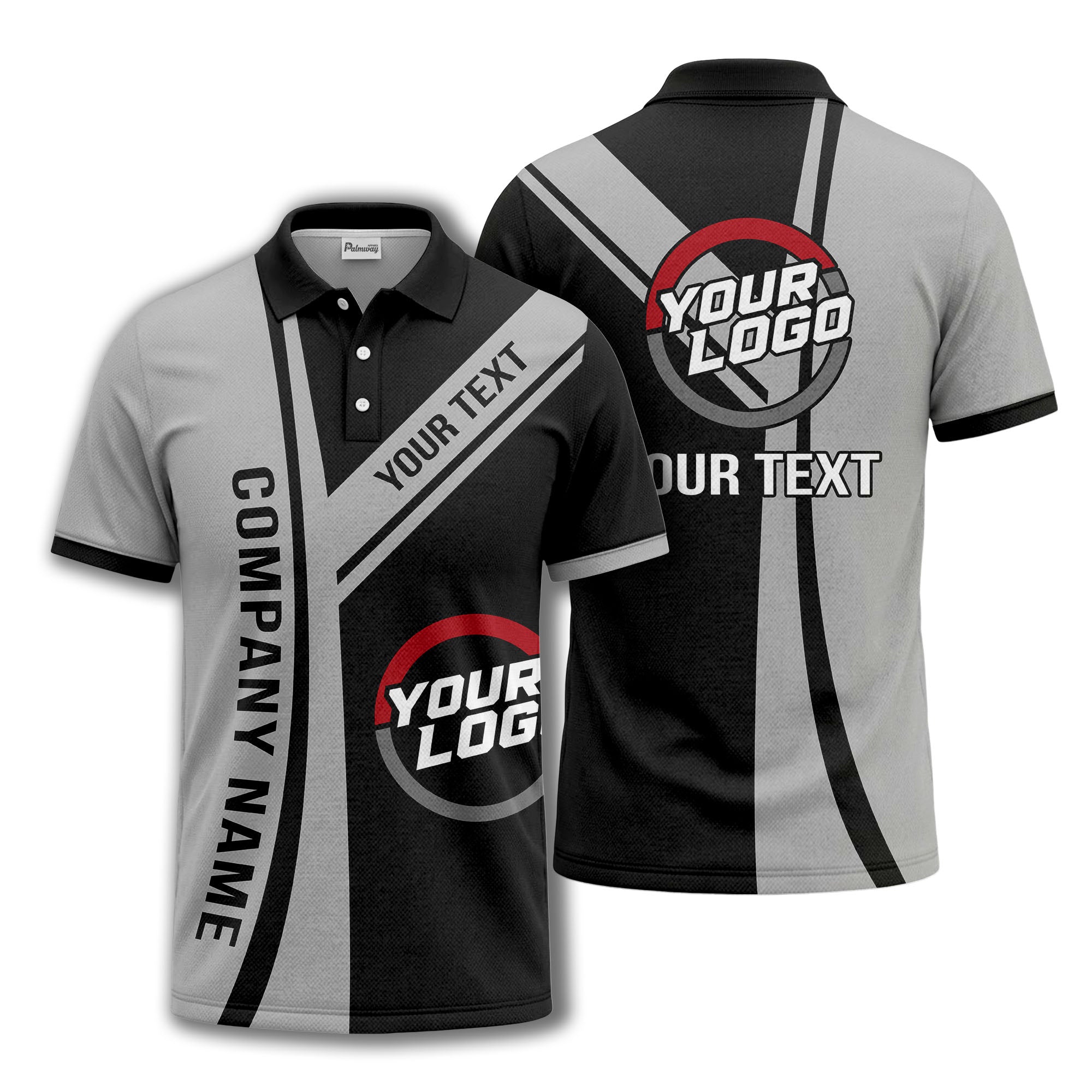 customizable company logo diagonal stripe polo shirt for corporate teams