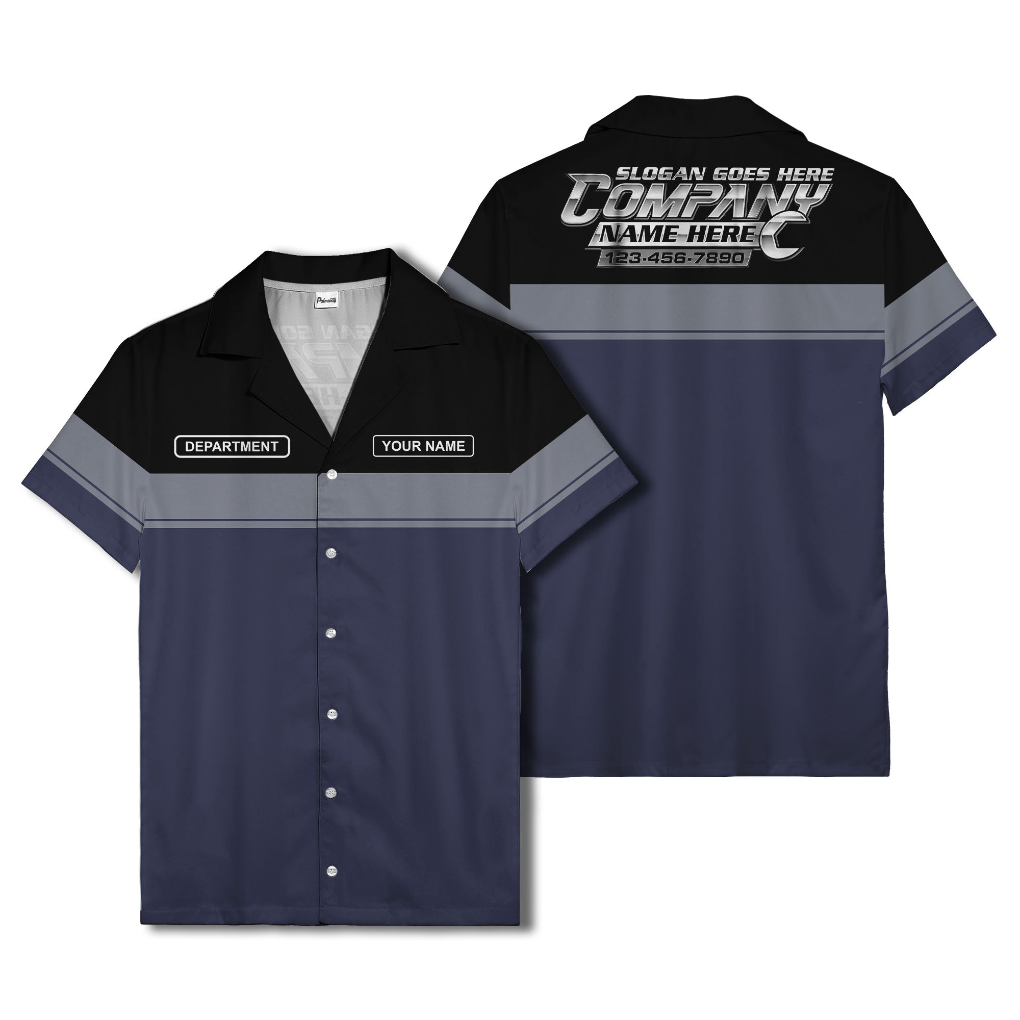 customizable department name gray stripe minimalist hawaiian shirt