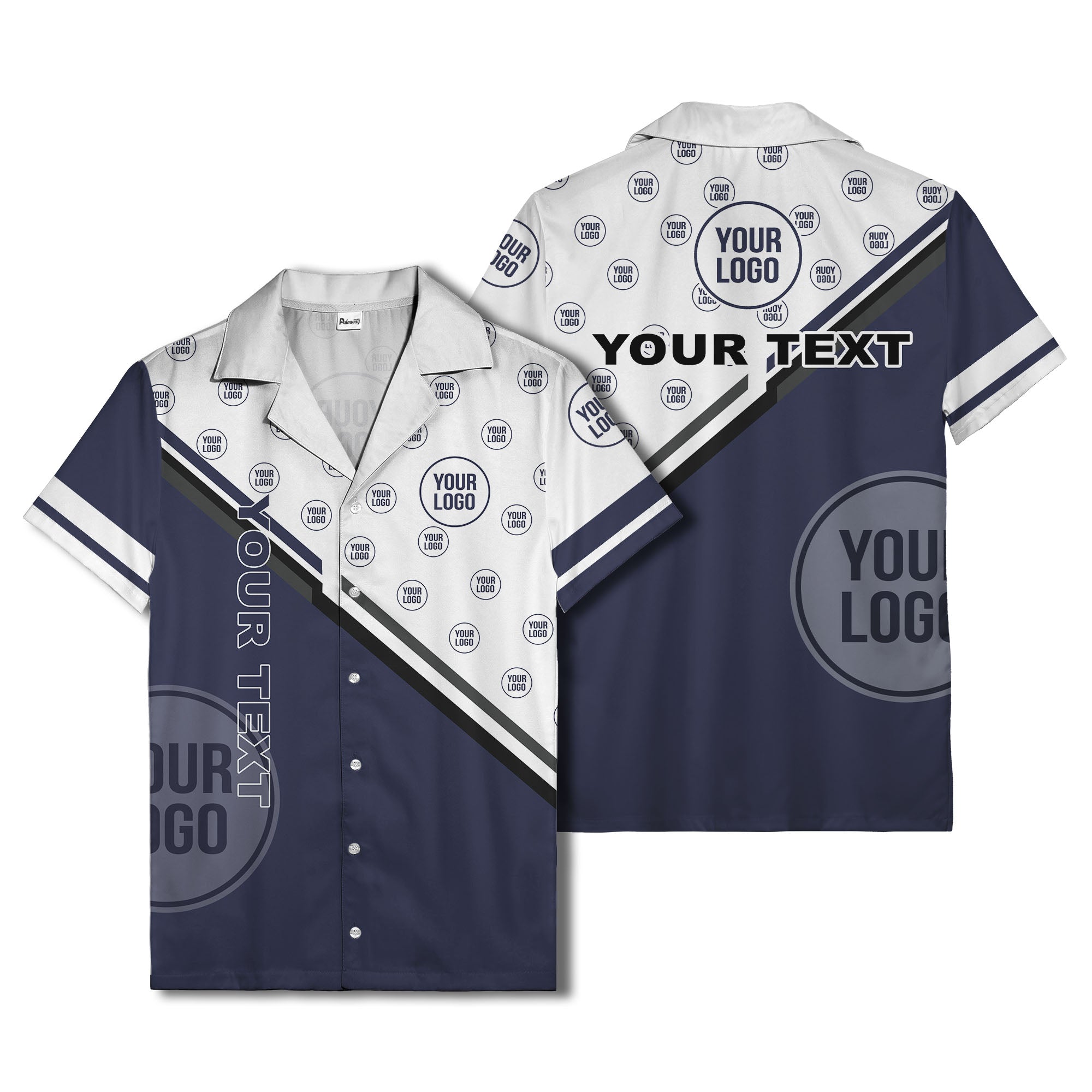 customizable diagonal stripe & logo repeating hawaiian shirt