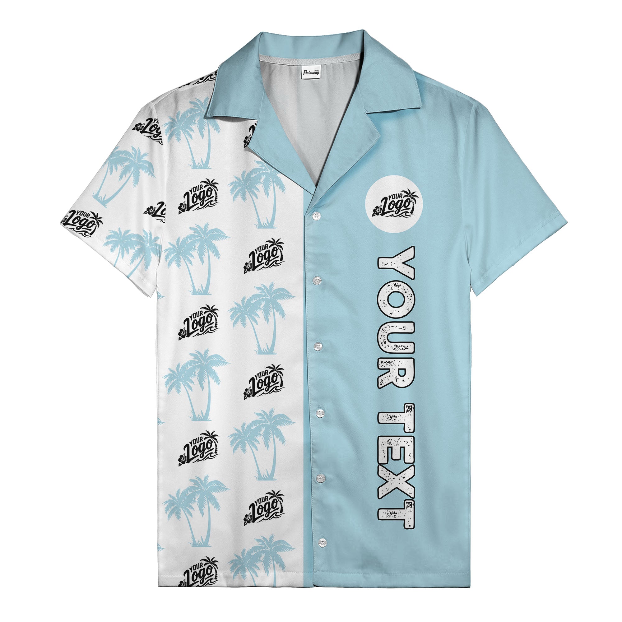customizable palm tree & personalized text tropical green hawaiian shirt for vacation