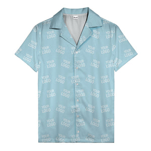 customizable repeat logo monochrome black hawaiian shirt for men