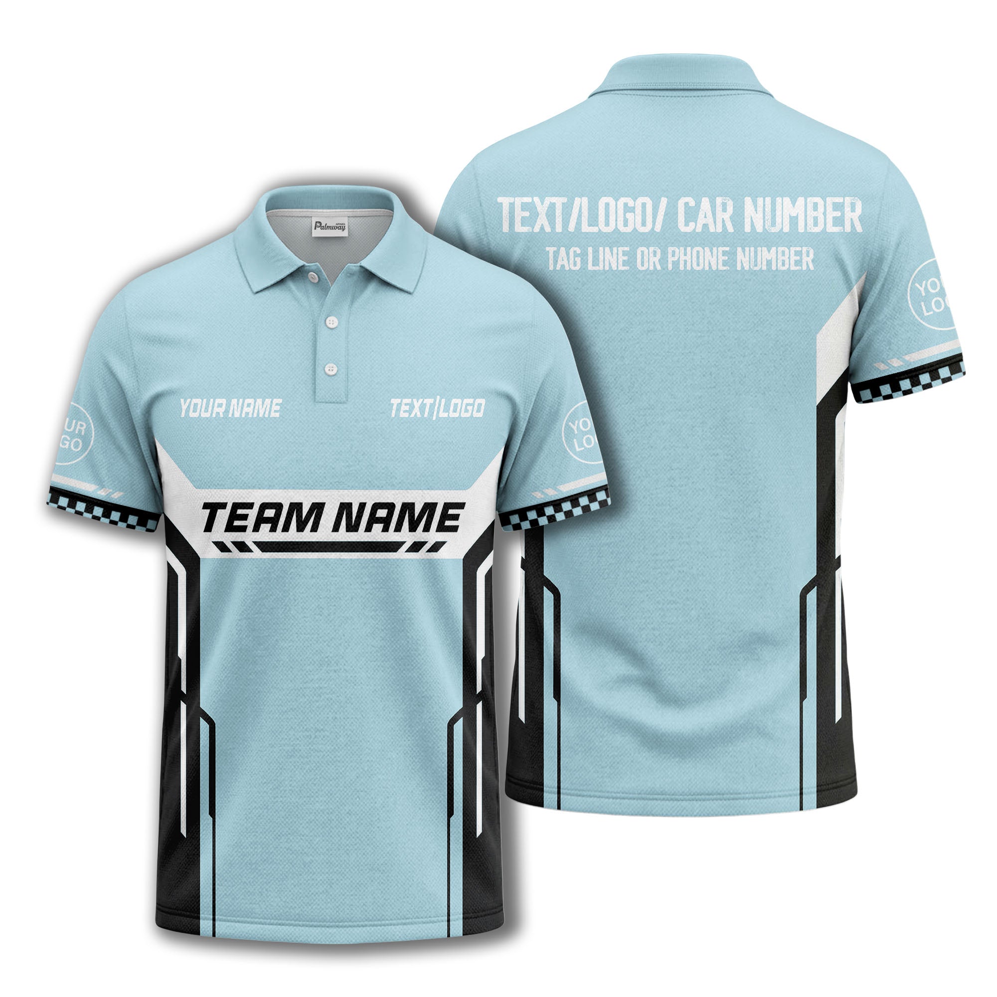 customizable team name geometric stripes polo shirt for men