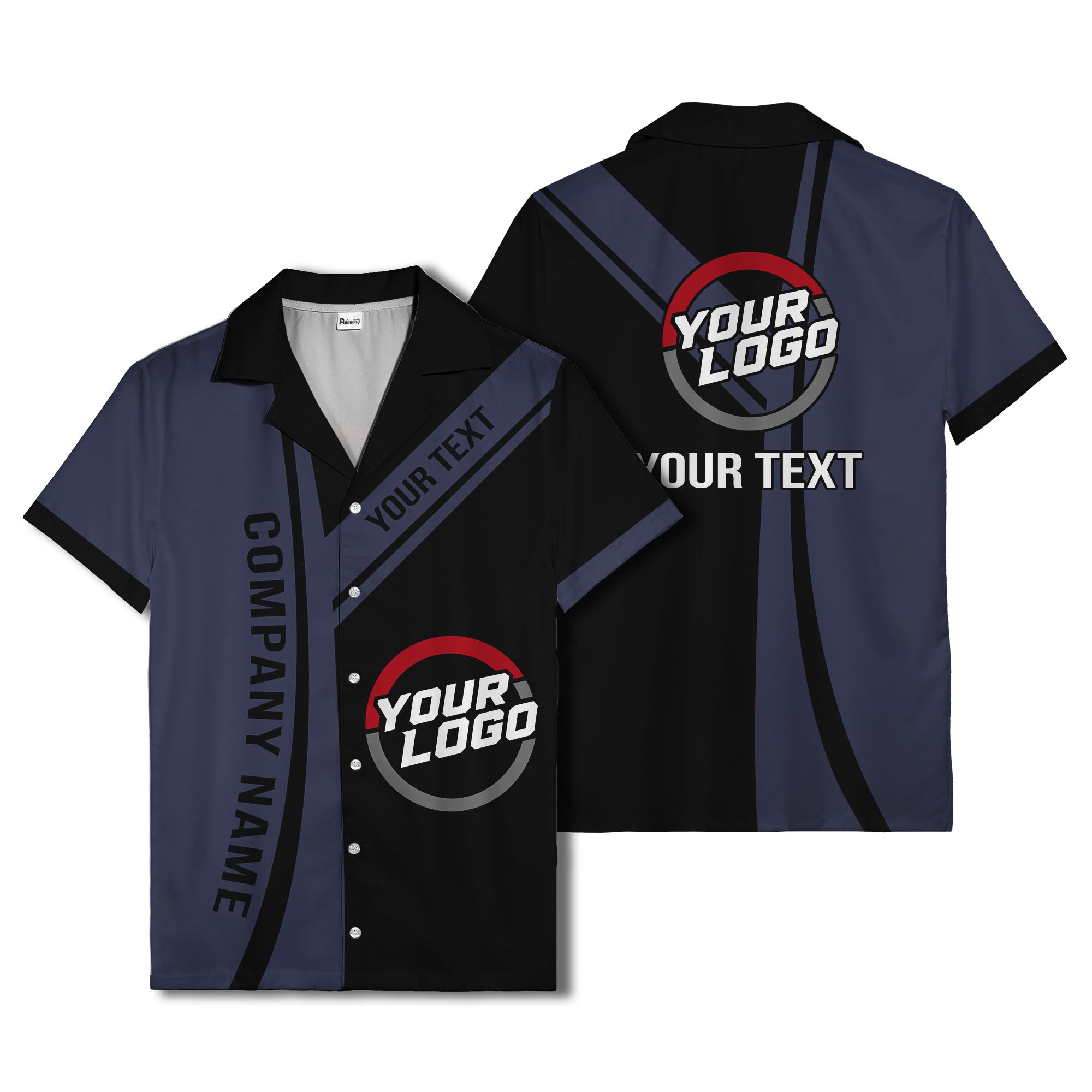 diagonal stripe custom logo company name hawaiian shirt for teams