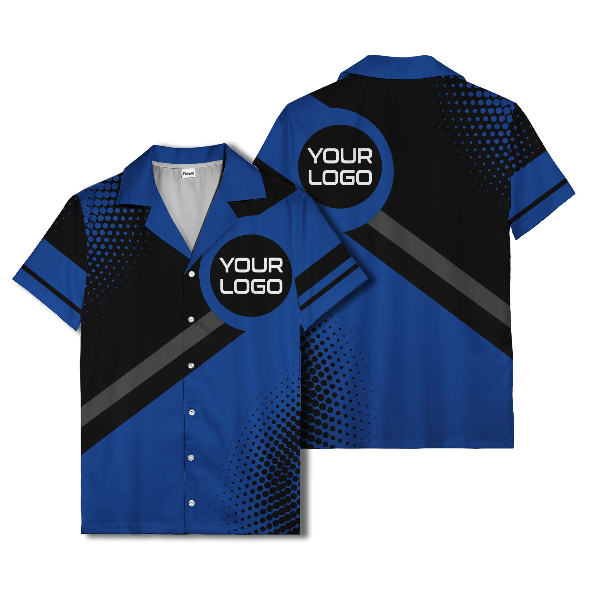 diagonal stripe logo modern hawaiian shirt