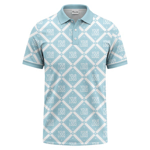 diamond grid logo repeat all over print polo shirt