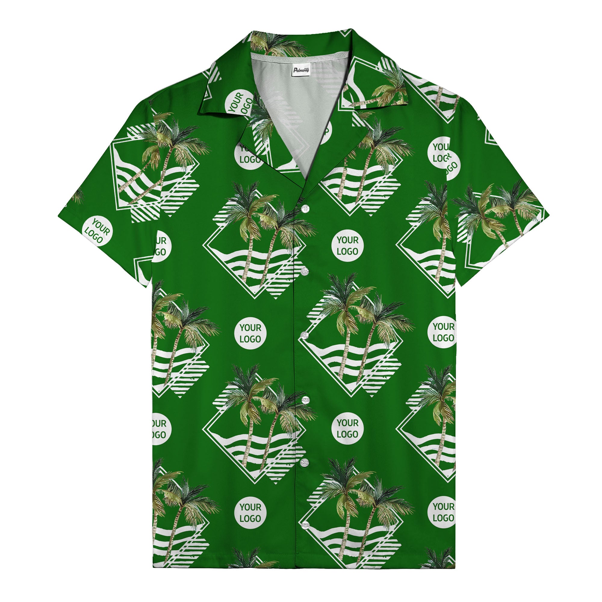 diamond waves & palm trees graphic hawaiian shirt for men