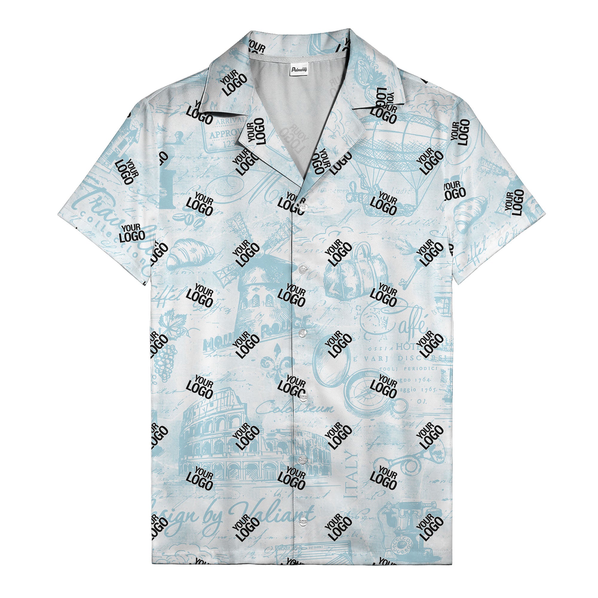 eiffel tower colosseum coffee sketch vintage travel hawaiian shirt