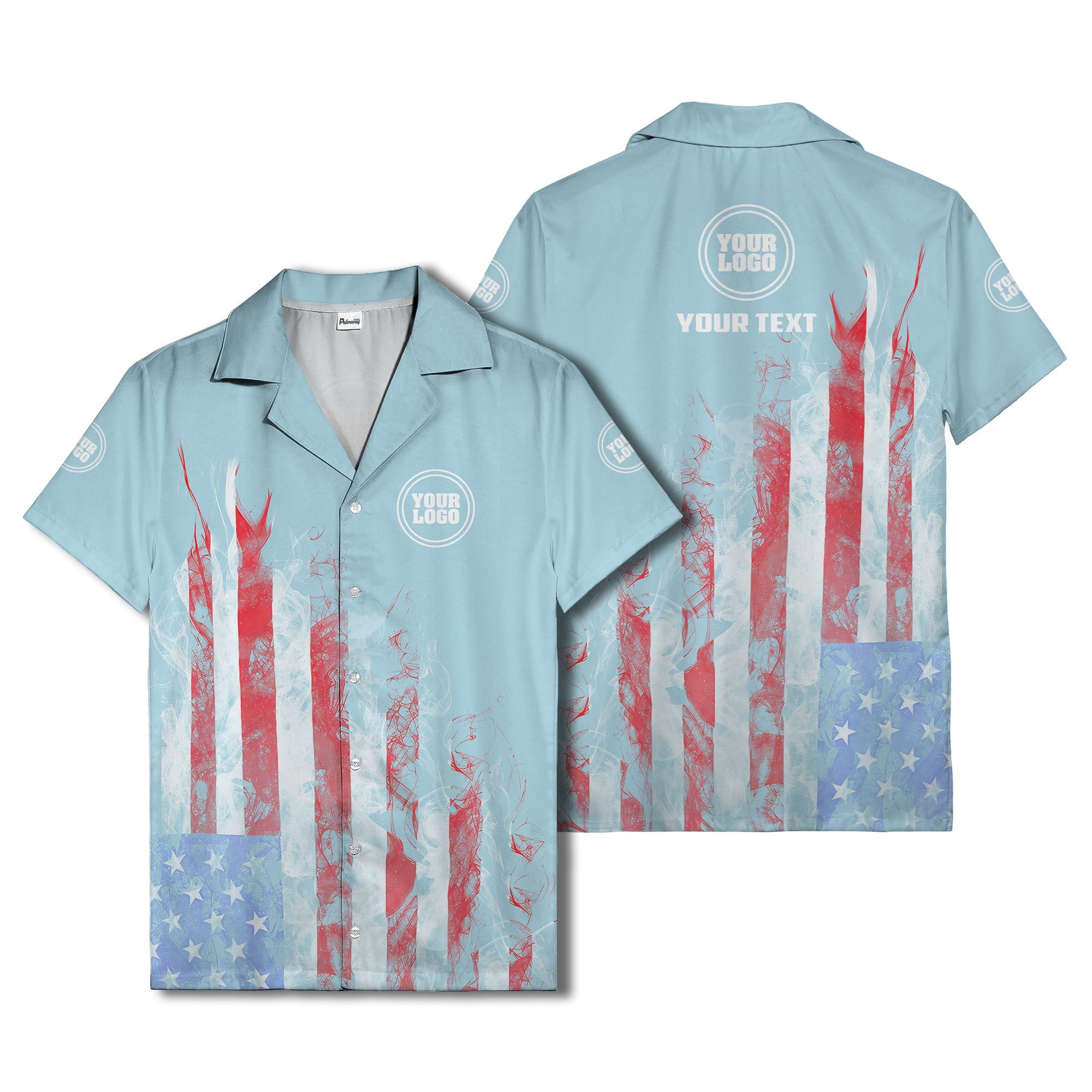fiery bald eagle & stars stripes hawaiian shirt for men
