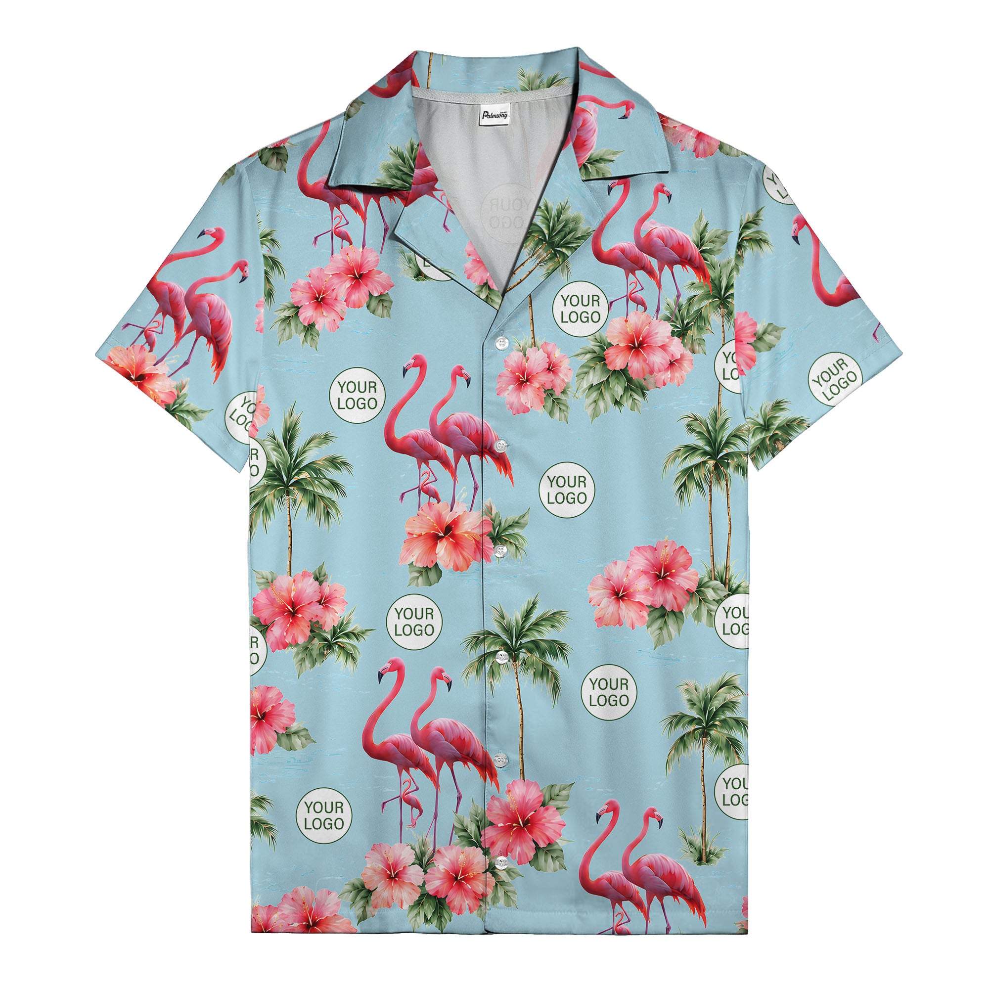 flamingo silhouettes palm trees hibiscus hawaiian shirt for men