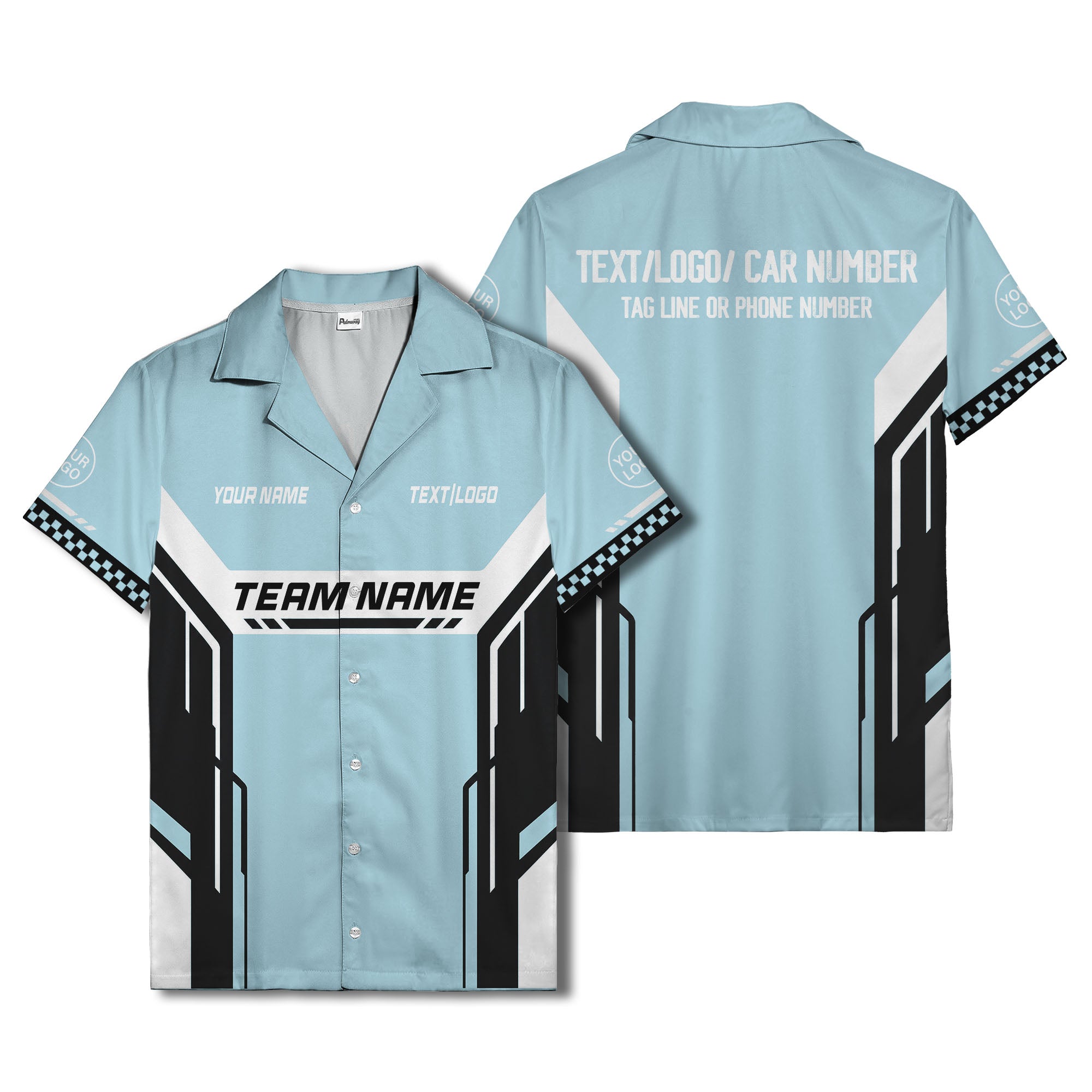 geometric stripes & custom text aloha hawaiian shirt for men