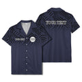 geometric waves & stripes abstract hawaiian shirt for men