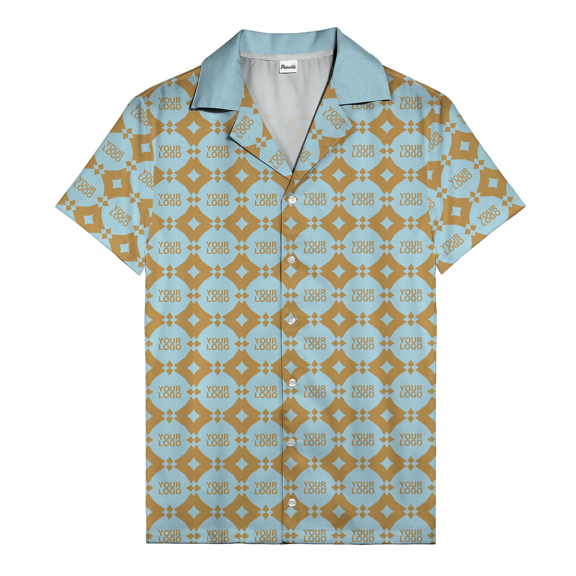 gold mon diamond lattice monogram hawaiian shirt for men
