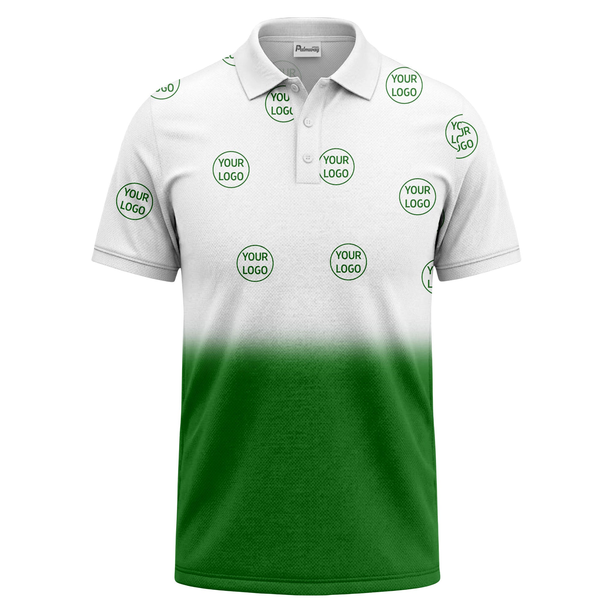 gradient black white custom logo repeat polo shirt
