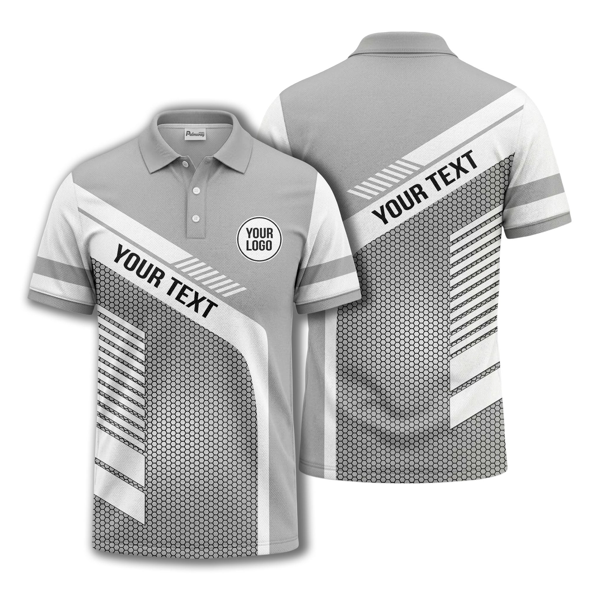 hexagon diagonal stripe geometric custom logo modern polo shirt
