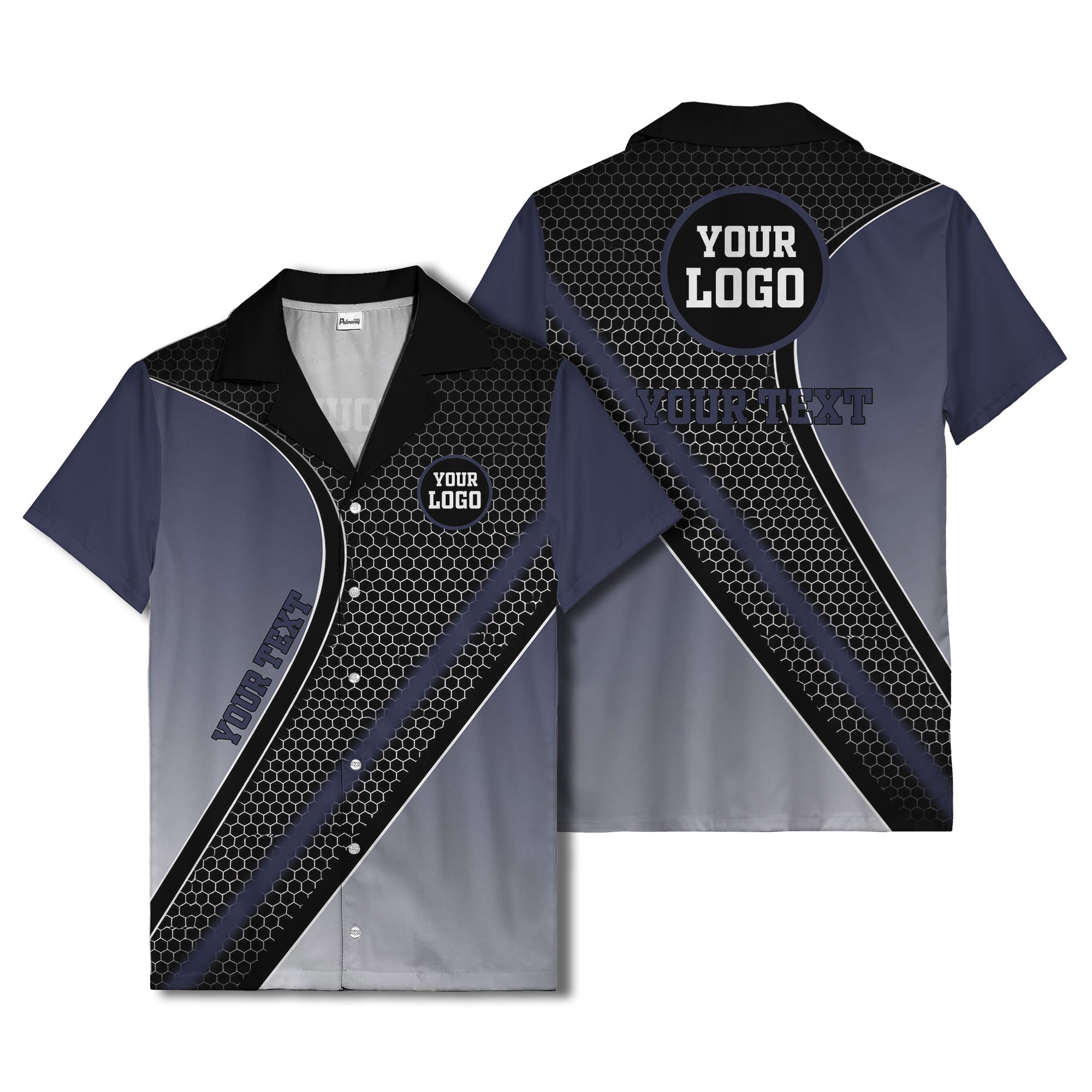 hexagon & diagonal stripe geometric hawaiian shirt for men