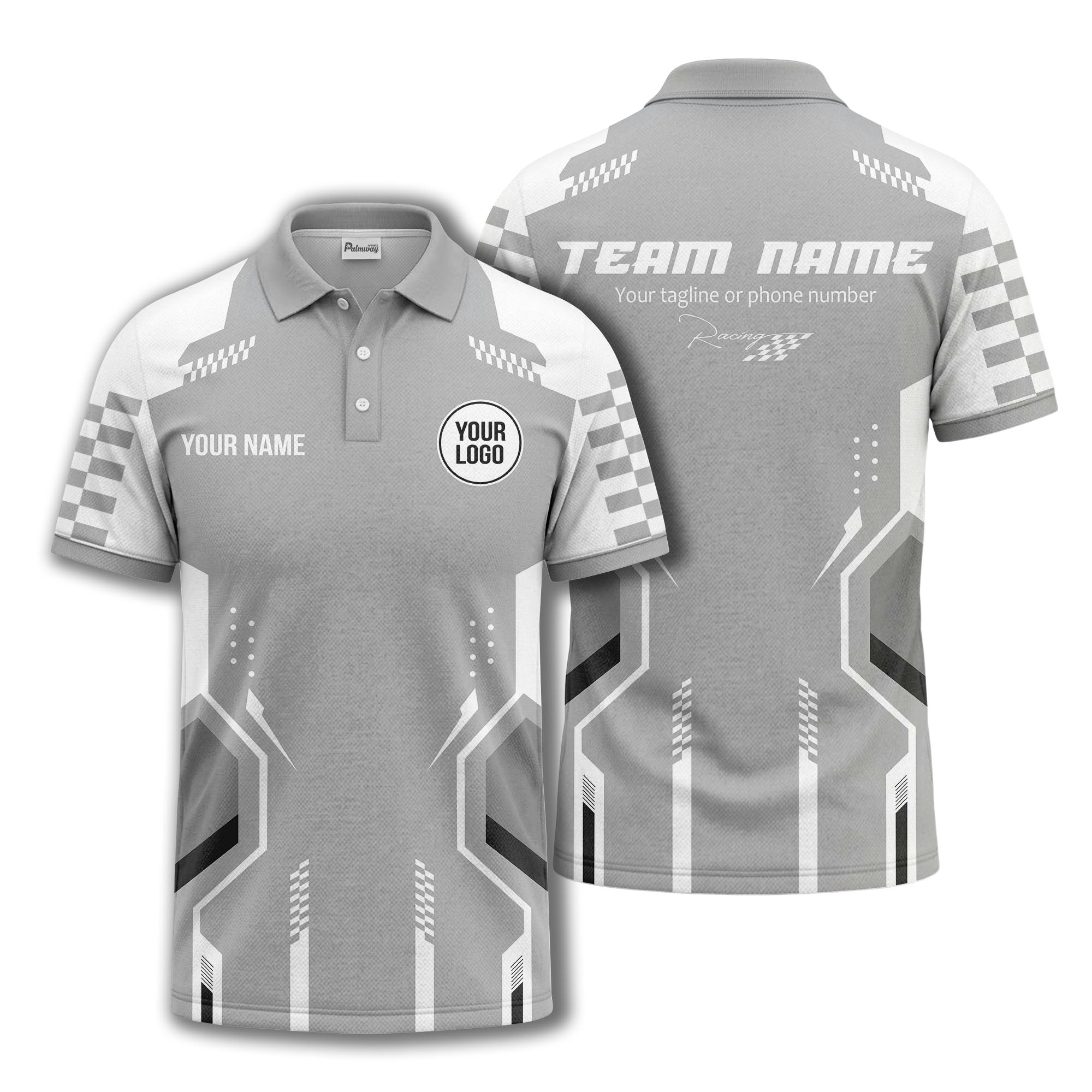 hexagonal checkerboard dots & lines modern geometric polo shirt