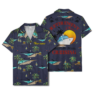 island paradise palm trees & sailboats sunset hawaiian shirt