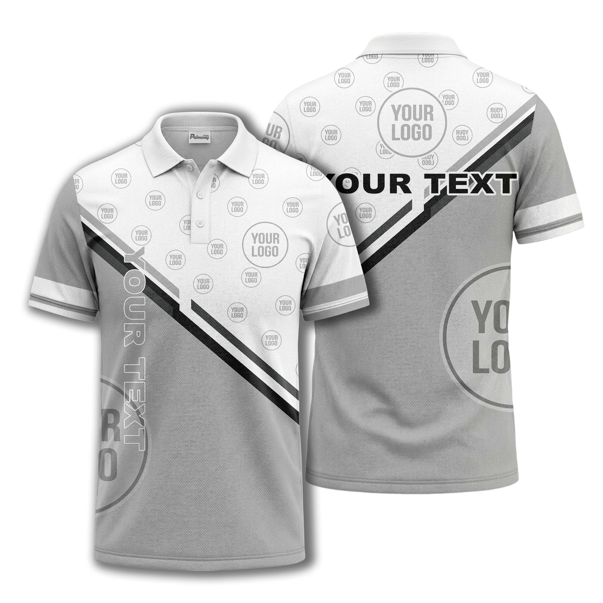 logo repeat diagonal stripe customizable polo shirt for teams